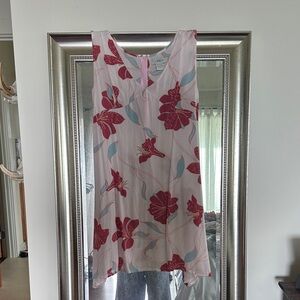 Floral Sleeveless Dress with Pink and Blue Accents